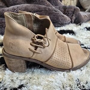 Leather Open Toe Booties